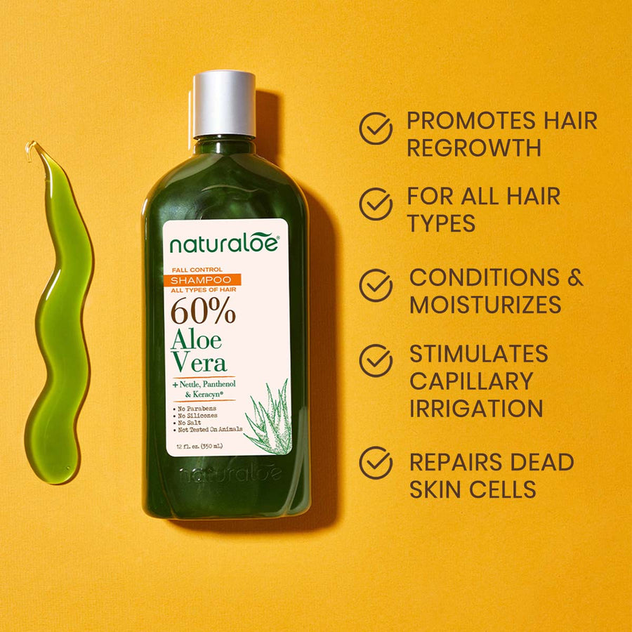 Hair Fall Control Shampoo Organic Aloe Vera & Nettle Extract 12 Fl Oz